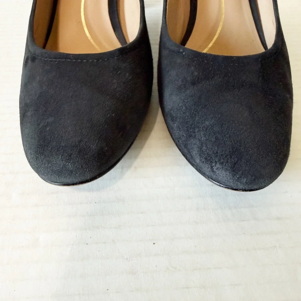 Cole Haan Nella Womens Black Suede Office Siren Block Heel Pumps Size 7.5